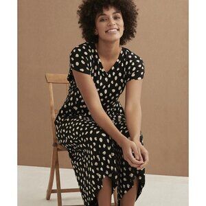 Masai Nabala Jumpsuit Black White Polka Dot Midi L Wide Leg Stretch Pant Modest